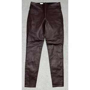 NEW Rock & Republic Denim Rx Fever Pull On Faux Leather Maroon Pants Womens 10 M